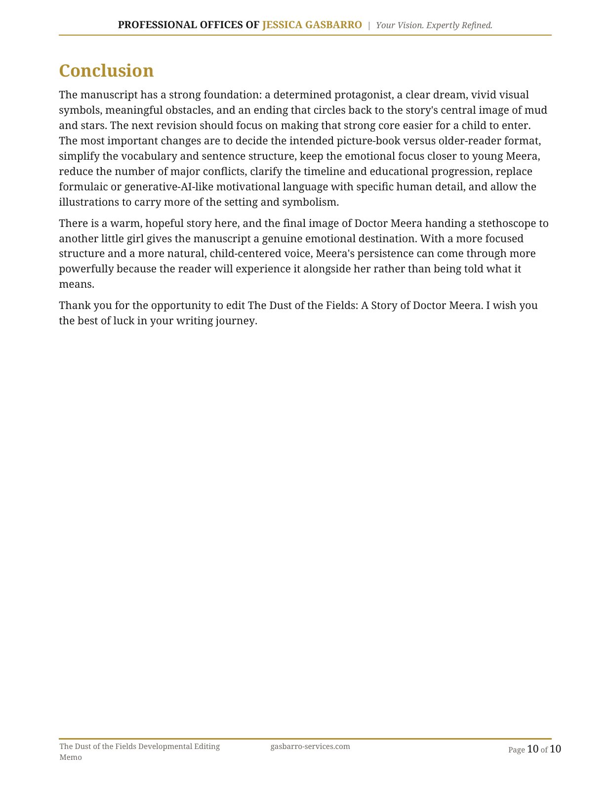 Developmental editing memo, page 10 of 10; open PDF for selectable text